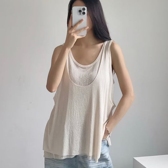 Damen sportliches Tanktop mit asymmetrischem Rückendesign EB