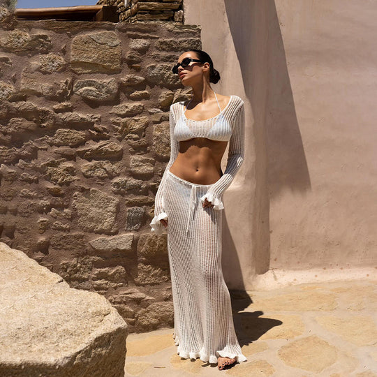 Damen elegantes und durchscheinendes Strandset EB