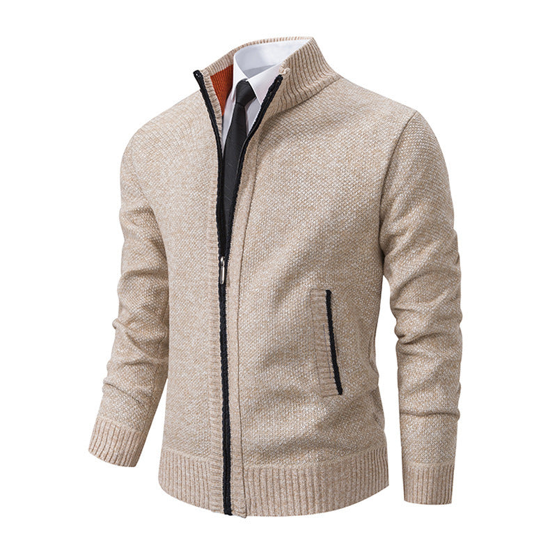 Herren modische Strickjacke mit hohem Kragen und Reißverschluss EB