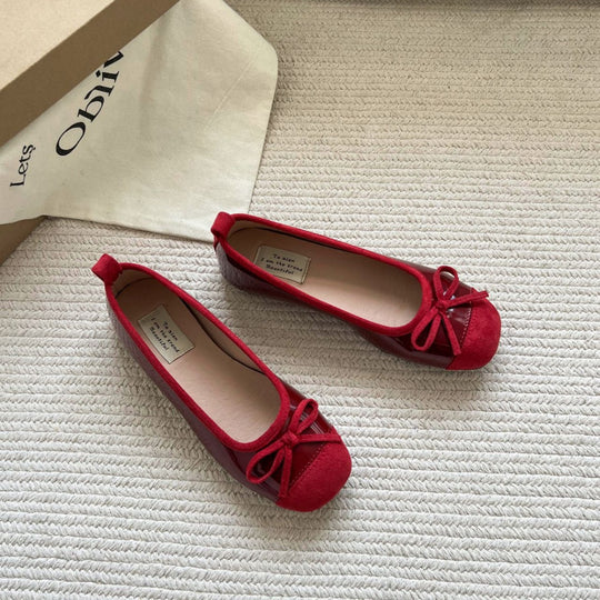 Damen Ballerinas mit eleganter Schleife und hochwertiger Glanzoberfläche EB