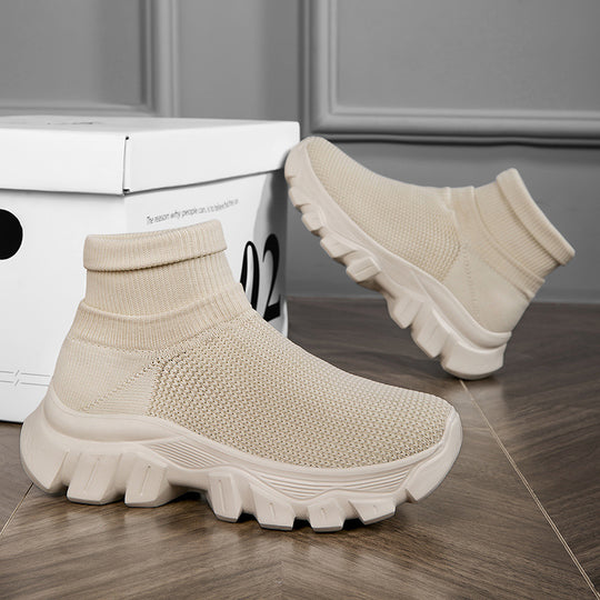 Damen Atmungsaktive Slip-On Sneakers mit luftdurchlässiger Strick-Oberfläche und flexibler Sohle EB