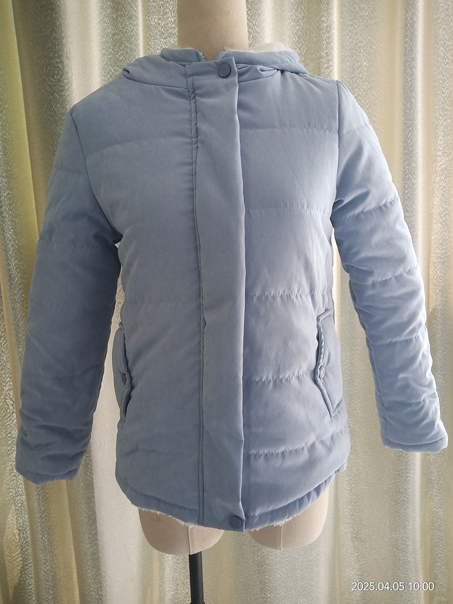Damen gesteppte Übergangsjacke mit Kapuze und praktische Taschen EB