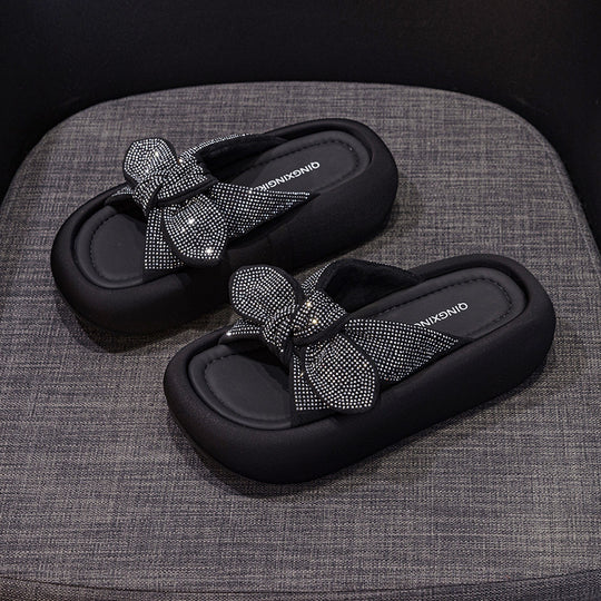 Damen Komfortable Plattform-Sandalen mit schickem Schleifen-Detail EB