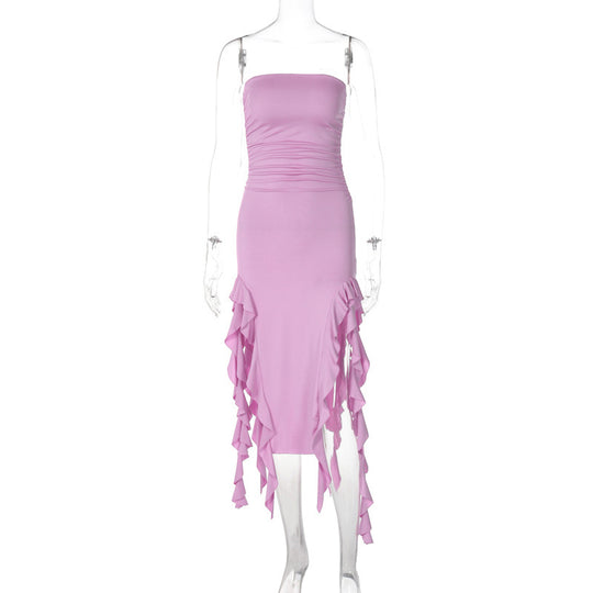 Damen Wickelkleid mit Rüschen und figurformendem Schnitt EB