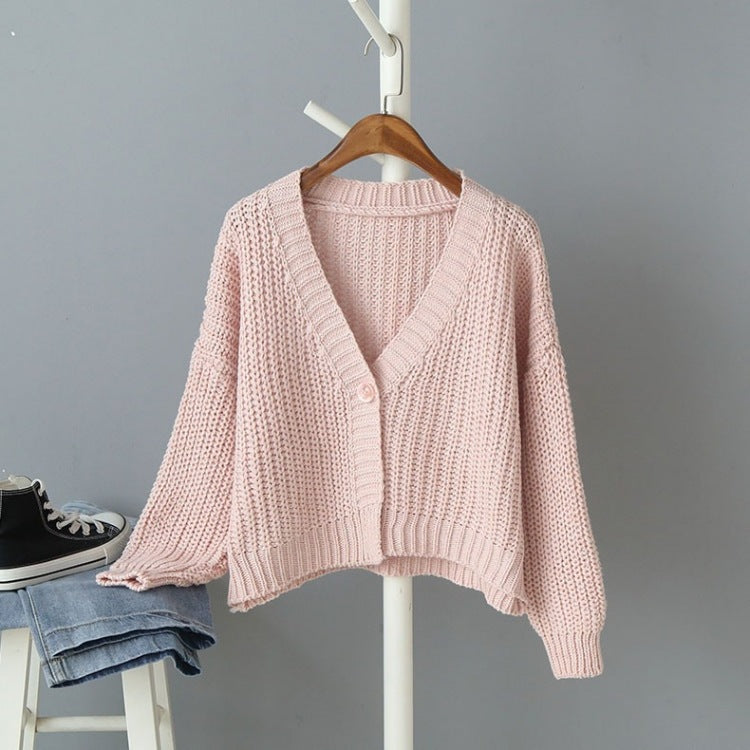 Damen lässige Strickjacke mit überschnittenen Schultern und knöpfen EB
