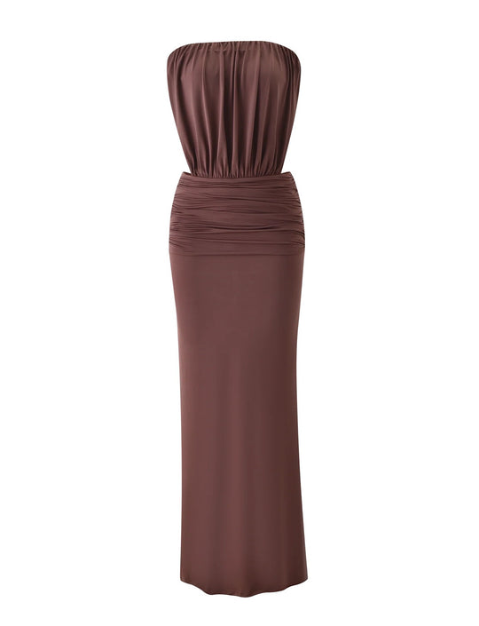 Damen Langes, figurbetontes Maxikleid mit gerafftem Oberteil EB
