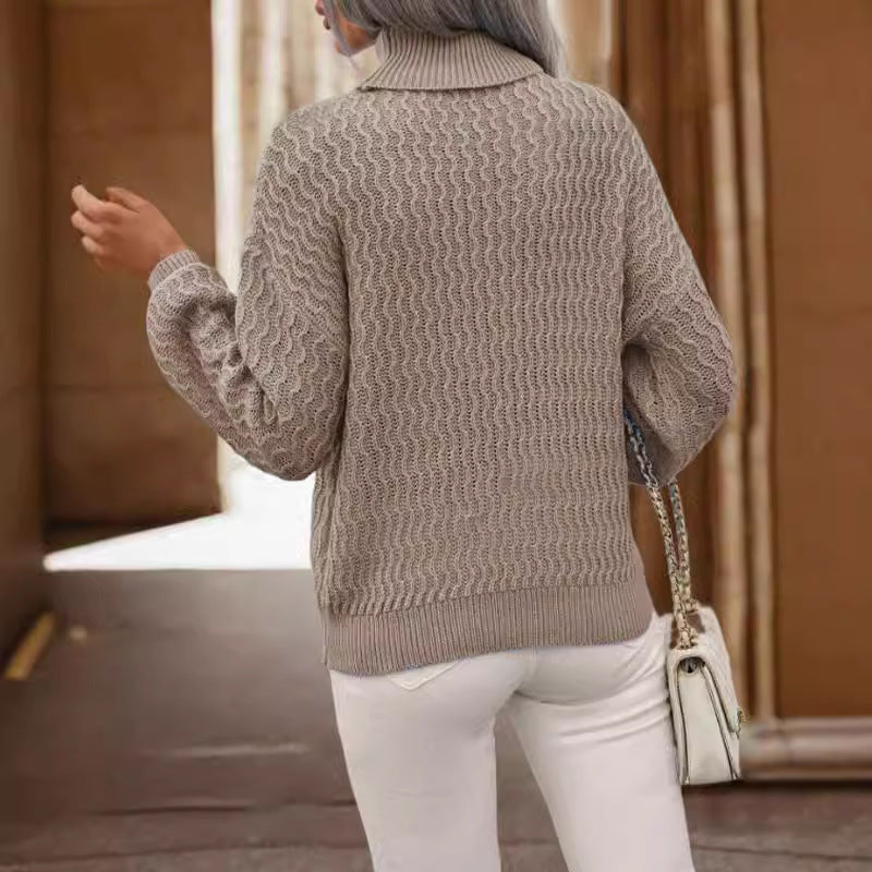 Damen Rollkragenpullover mit strukturiertem Muster und lässiger Passform EB