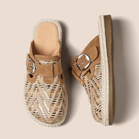 Damen Legere Slip-On Pantoletten mit modischem Riemchen-Design EB