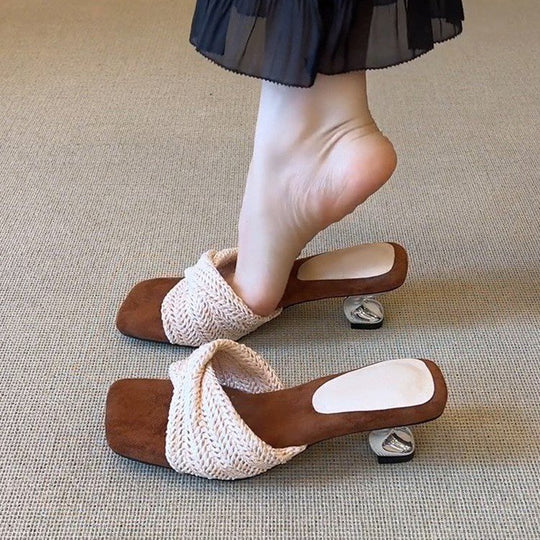 Damen modische Clogs mit geflochtenem Design und bequemer Sohle EB