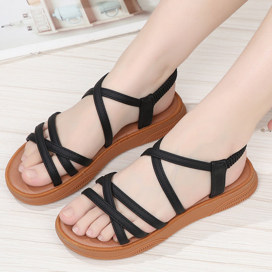 Damen Bequeme Riemchen-Sandaletten mit elastischem Fesselriemen und anatomischer Sohle EB