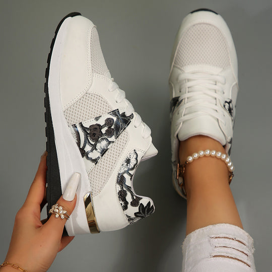 Damen Sportliche Sneakers mit floralem Design und atmungsaktivem Obermaterial EB