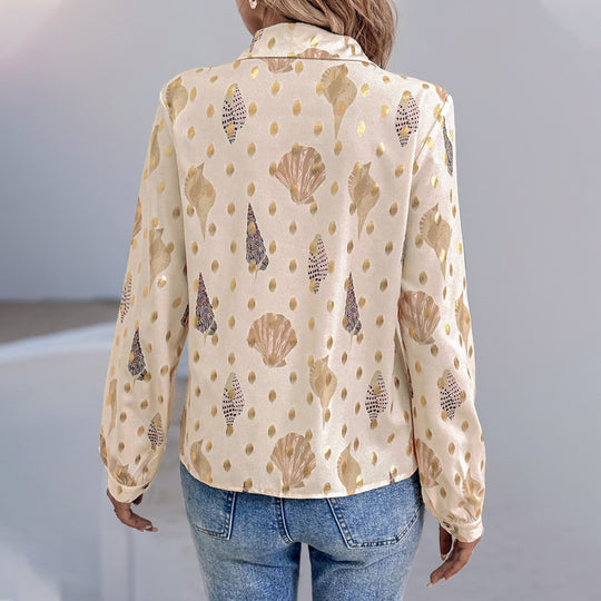 Damen Bluse mit eleganten Muschel- und Goldakzenten EB