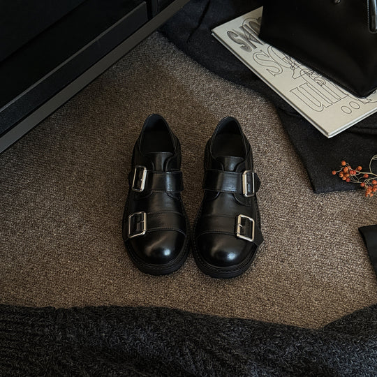 Damen Komfortable Schnürschuhe mit modischem Doppelschnallenverschluss EB
