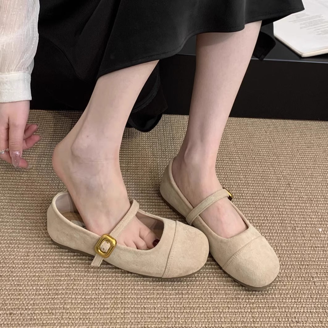 Damen Ballerinas mit verstellbarem Riemen und weichem Innenfutter EB
