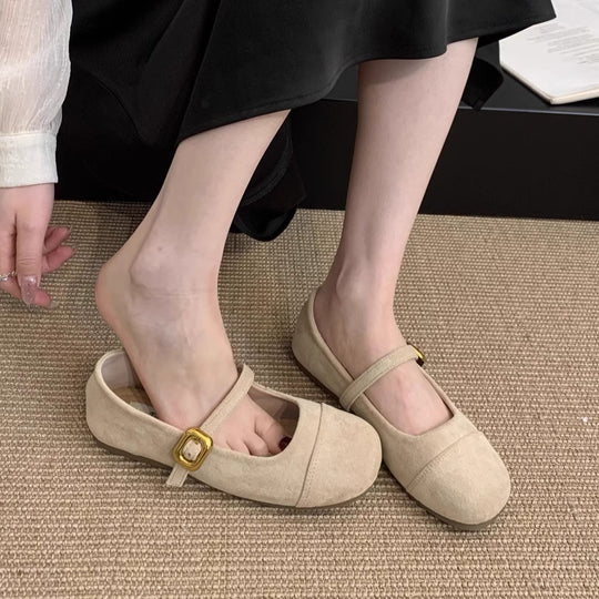 Damen Elegante Mary Jane Ballerinas mit dekorativem Riemchen und hochwertiger Verarbeitung EB