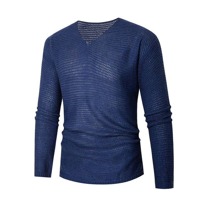 Herren eleganter V-Ausschnitt Pullover aus atmungsaktiver Baumwolle EB