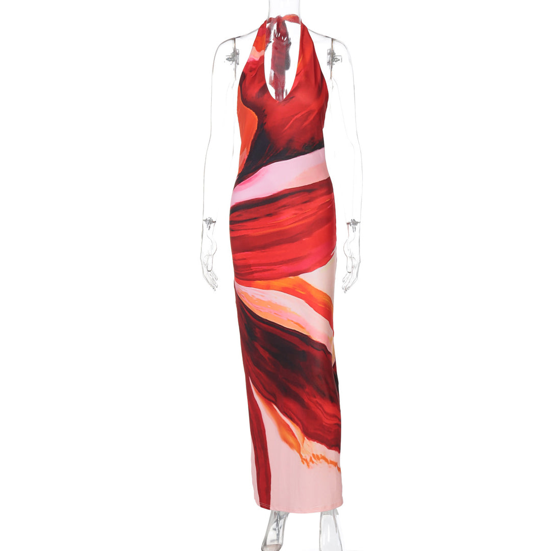 Damen Elegantes Maxikleid mit Halsband und raffinierten Farbverlauf EB