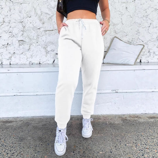 Damen nan taillenhohe tapered Jogginghose mit elastischem Komfortbund, verstellbarem Kordelzug und tiefen Eingrifftaschen EB