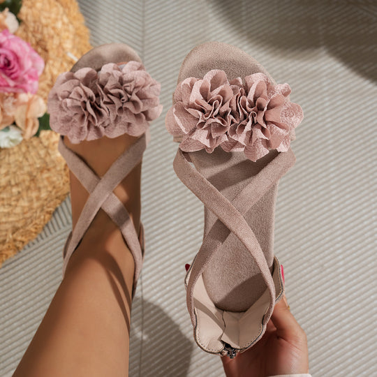 Damen elegante Sandalen mit floralen Applikationen EB