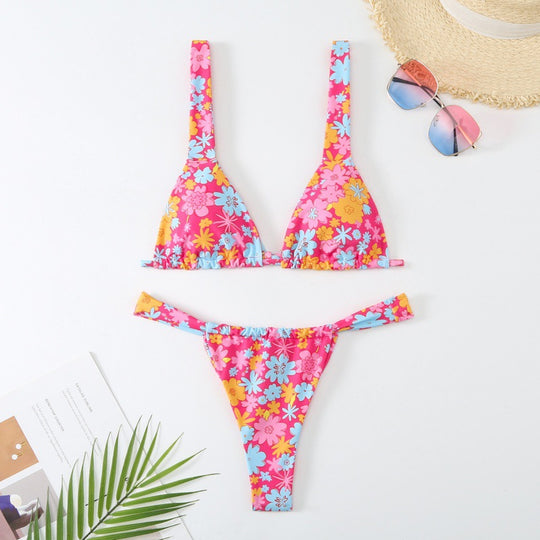 Damen wunderschöner Bikini mit floralen Mustern EB