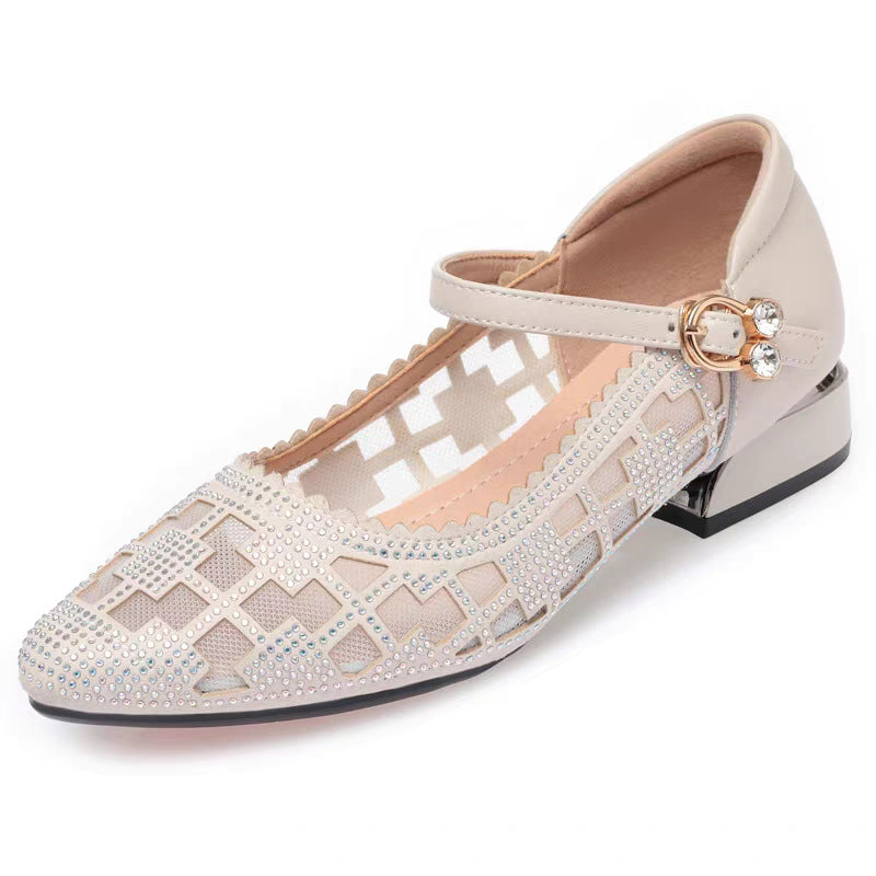 Damen elegante Mary Jane Ballerinas mit modischem Riemen und bequemer Sohle EB