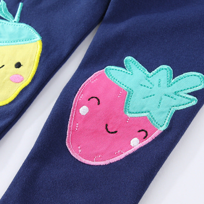 Mädchen Leggings mit fröhlichen Obst-Applikationen EB