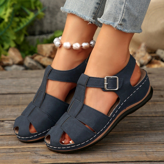 Damen Offene Sandalen mit verstellbarem Riemendesign und stylischem Cut-out EB