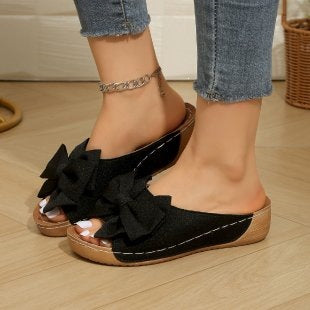 Damen Bequeme Slipper mit großem Schleifendetail EB