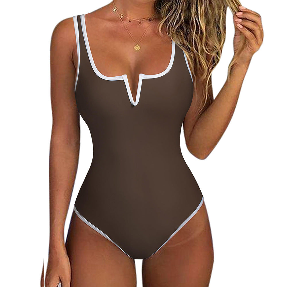 Damen Stilvoller Schwimmanzug mit V-Ausschnitt EB