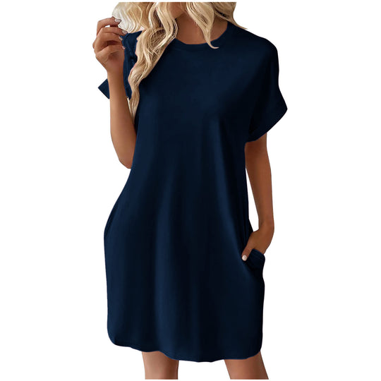 Damen lässiges T-Shirt Kleid mit praktischen Taschen EB