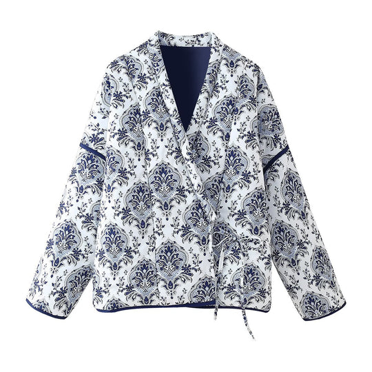 Damen Steppjacke mit floralem Design und modernem Schnitt EB