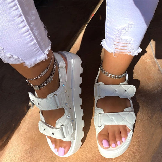 Damen Komfortsandalen mit verstellbaren Riemen und rutschfester Sohle EB