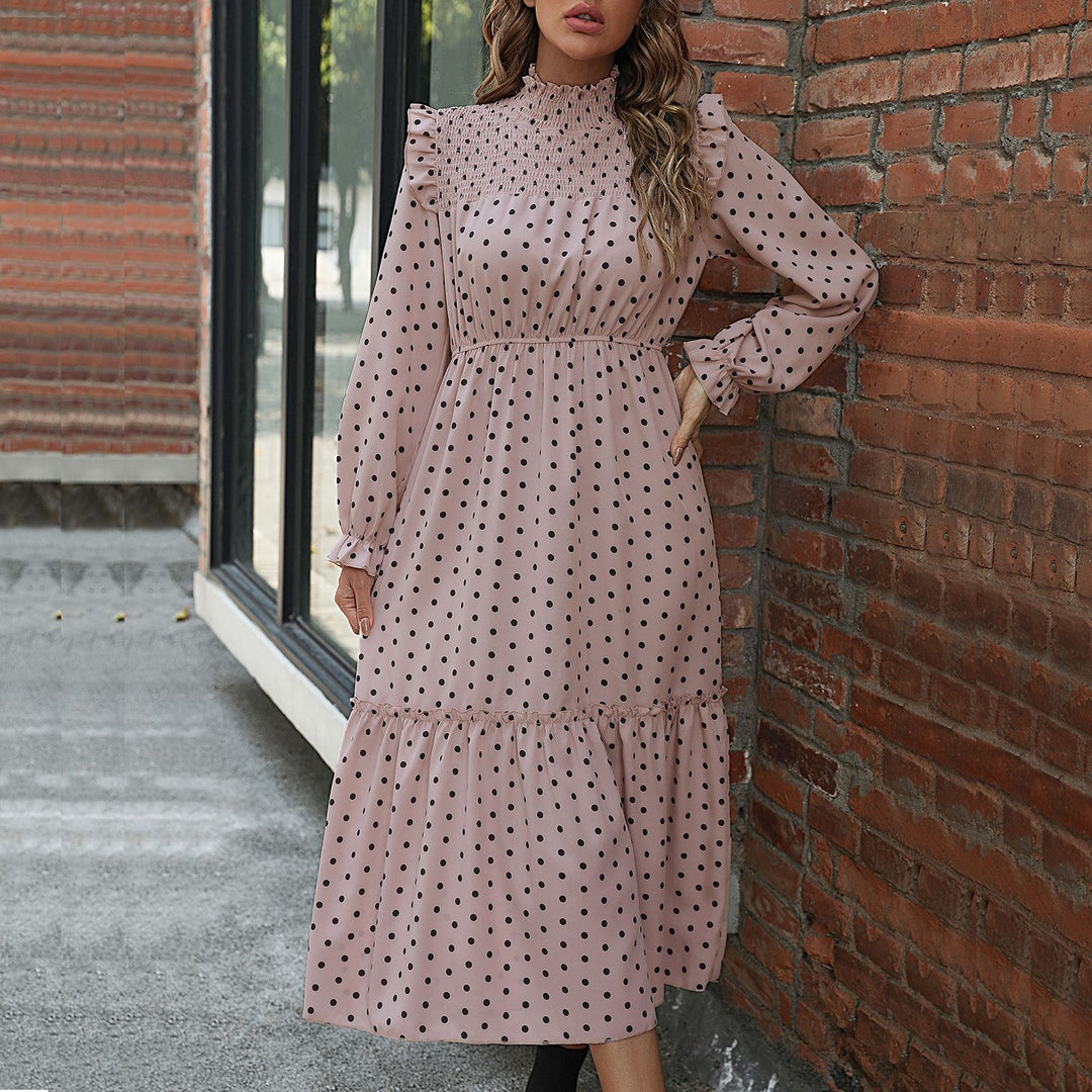 Damen Maxikleid mit Puffärmeln und Rüschendetails EB