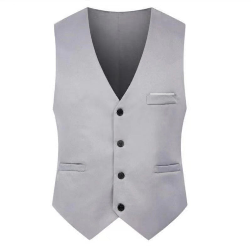 Herren nan elegante Satinweste mit V-Ausschnitt und schmal geschnittene Anzughose EB