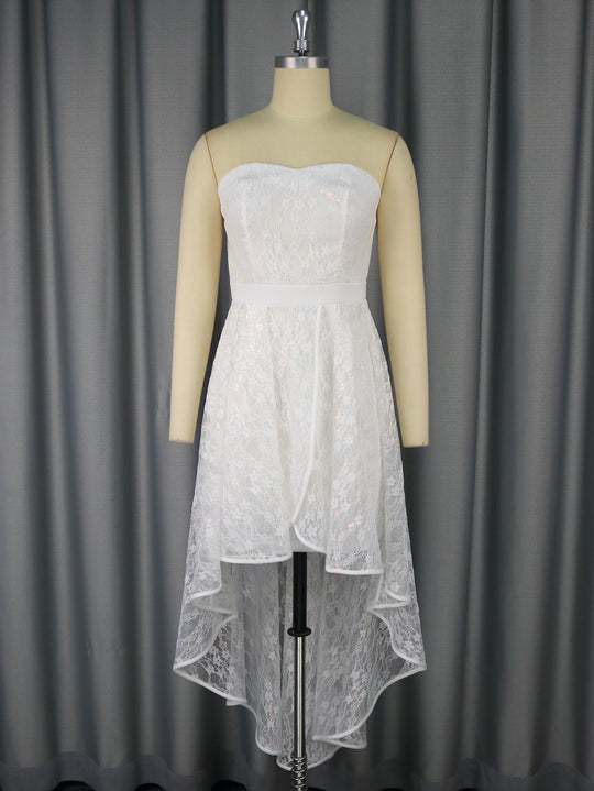 Damen Elegantes Hochzeitskleid mit asymmetrischem Saum EB