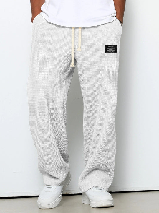 Herren nan lässige Waffelstrick Loungehose mit Kordelzug und geradem Schnitt EB