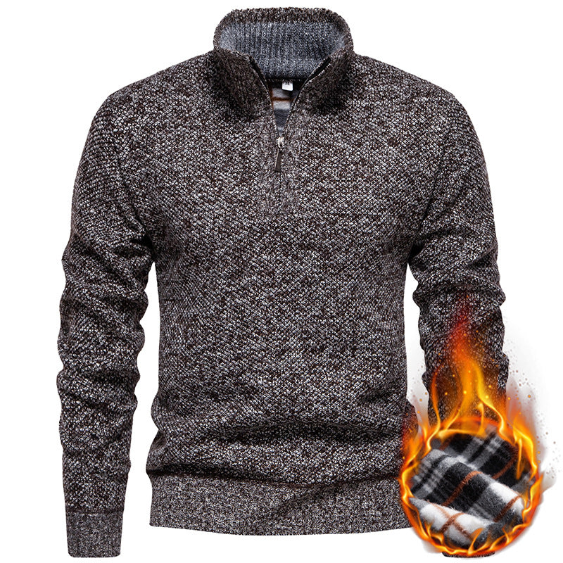 Herren Strickpullover mit halbem Reißverschluss und modischem Strukturdesign EB