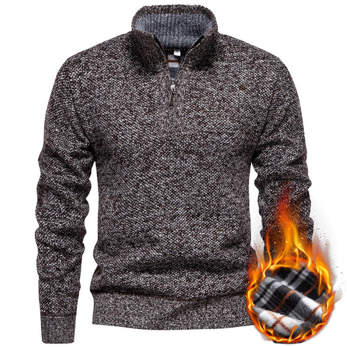 Herren Strickpullover mit halbem Reißverschluss und modischem Strukturdesign EB