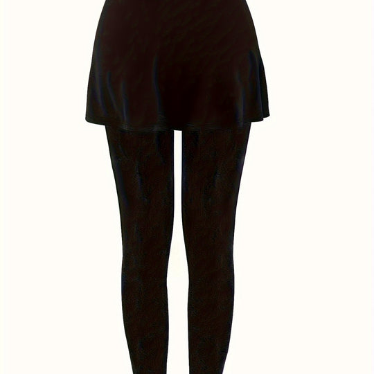 Damen Leggings mit rockähnlicher Einlage und hohem Bund EB