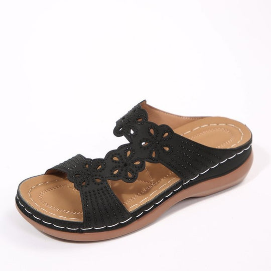 Damen Clogs mit floralen Ausschnitten und ergonomischem Fußbett EB