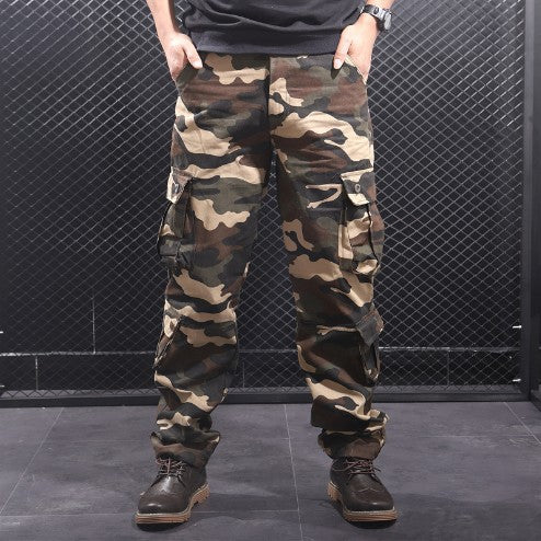 Herren Cargo-Hose mit multifunktionalen Taschen und modischem Camouflage-Design EB