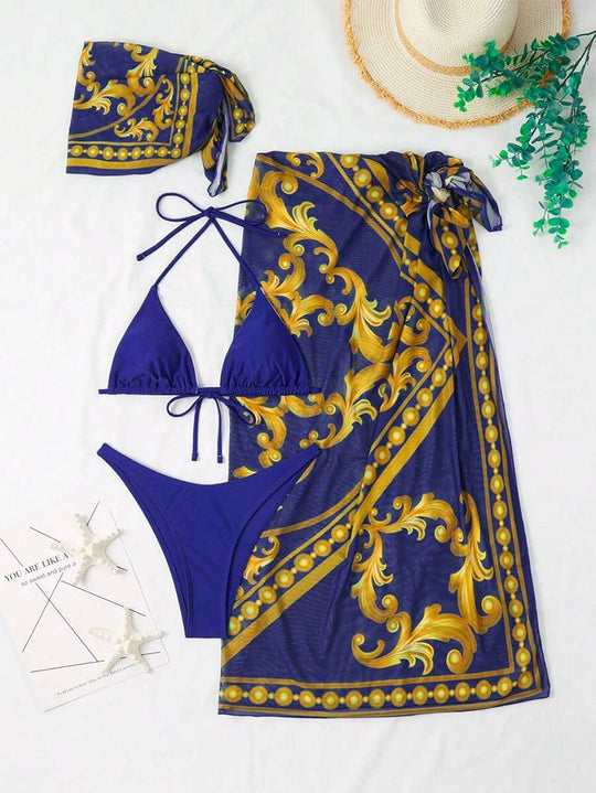 Damen Sarong mit kunstvollem Goldmuster EB
