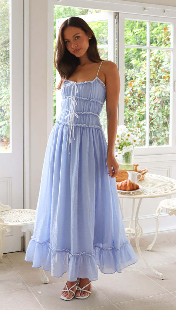 Damen Maxikleid mit Rüschendetails und verstellbaren Trägern EB