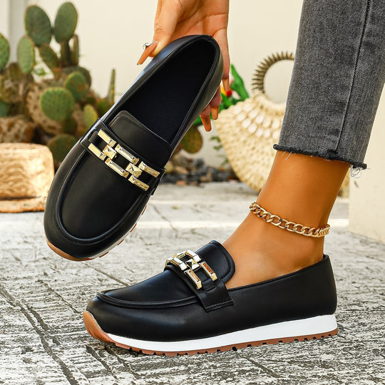 Damen Mokassin-Schuhe mit modischem Schnallen-Design EB