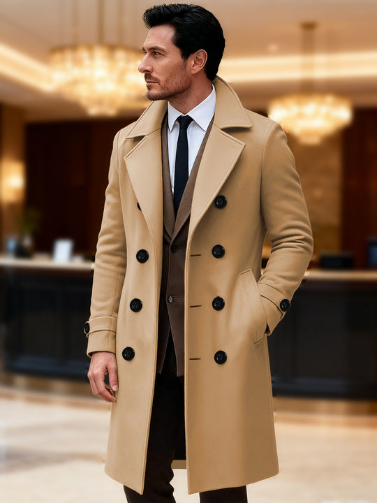 Herren eleganter doppelreihiger Wollmantel EB