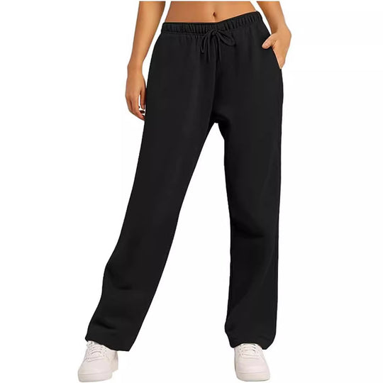 Damen bequeme Sporthose mit elastischem Bund und seitlichen Taschen EB