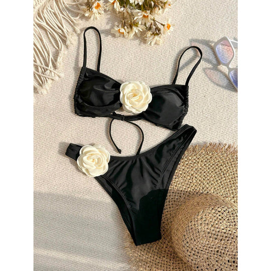 Damen Eleganter Bikini mit floralem Dekor EB