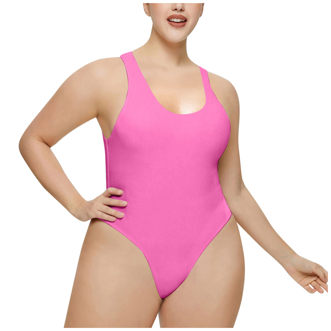 Damen Hochgeschnittenes Rib-Badeanzug EB