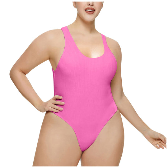 Damen Hochgeschnittenes Rib-Badeanzug EB