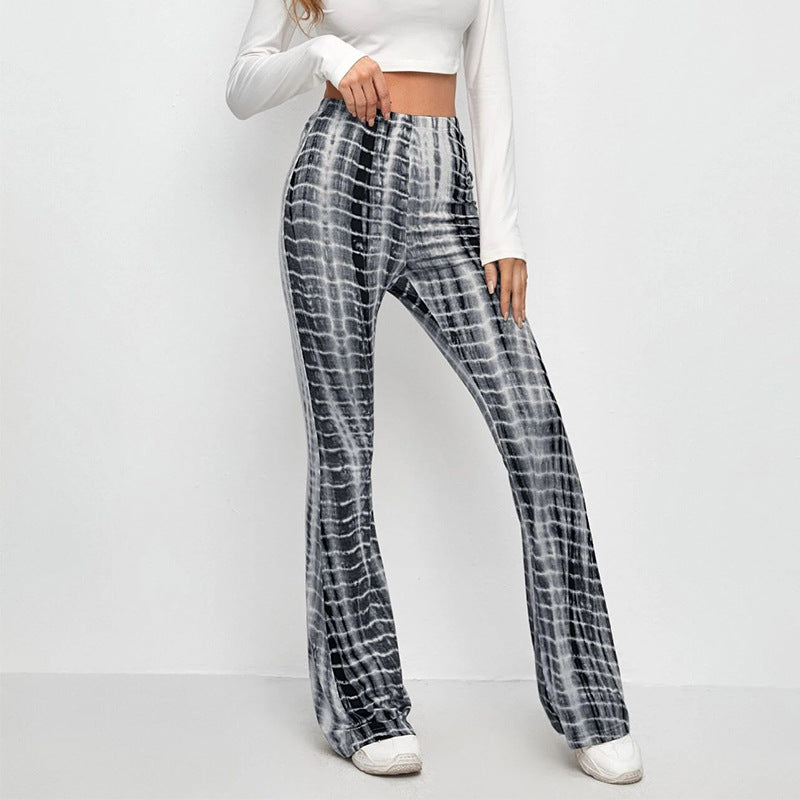 Damen Flared Leggings mit modischem Batik-Design EB